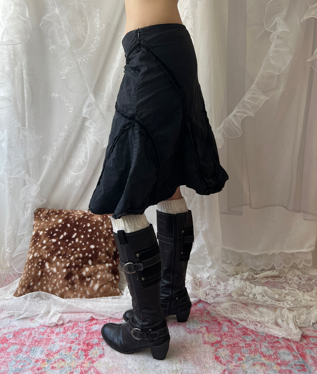 Black cargo skirt with ruffle details