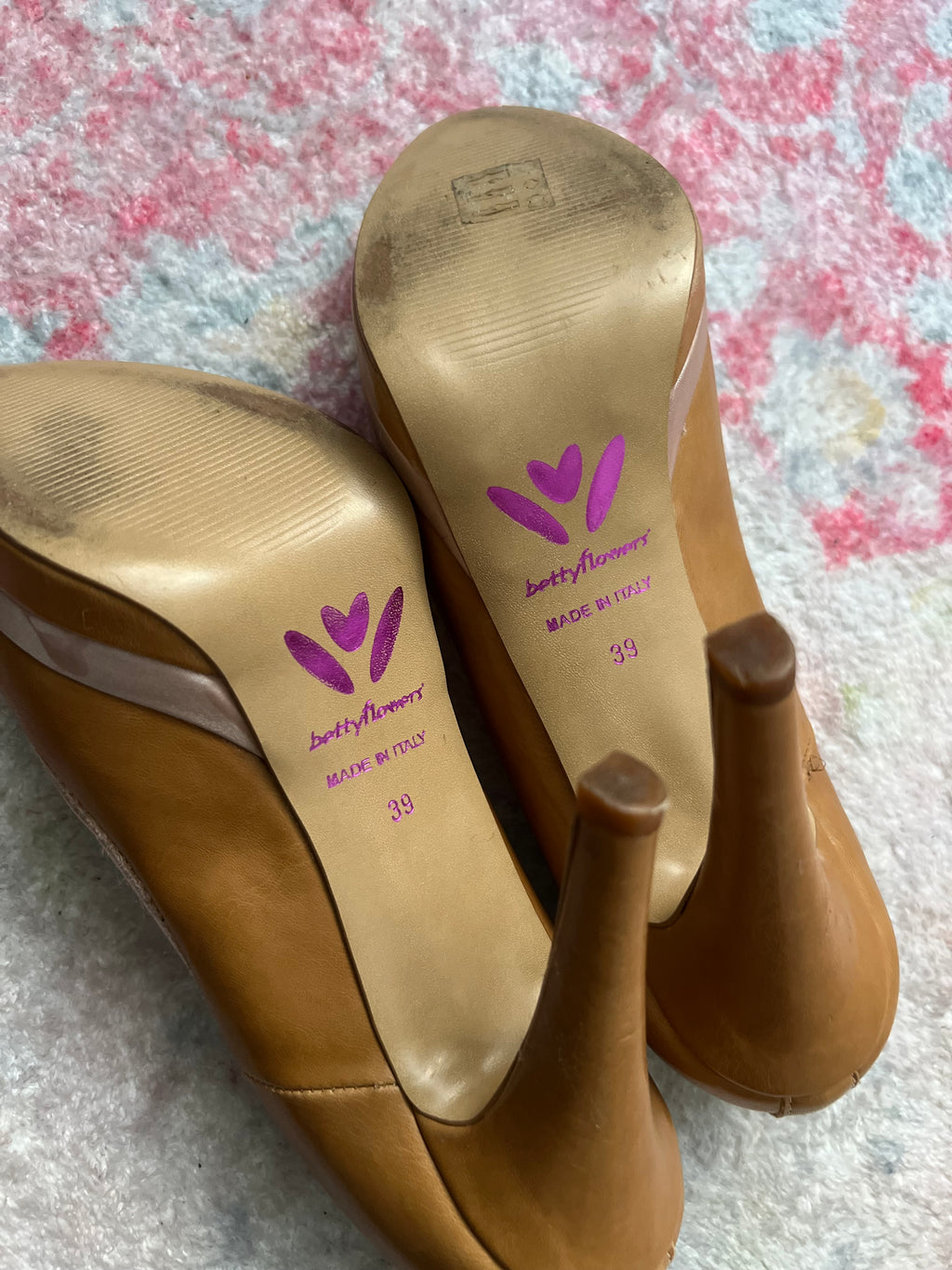 Tan peep toe heels with bow
