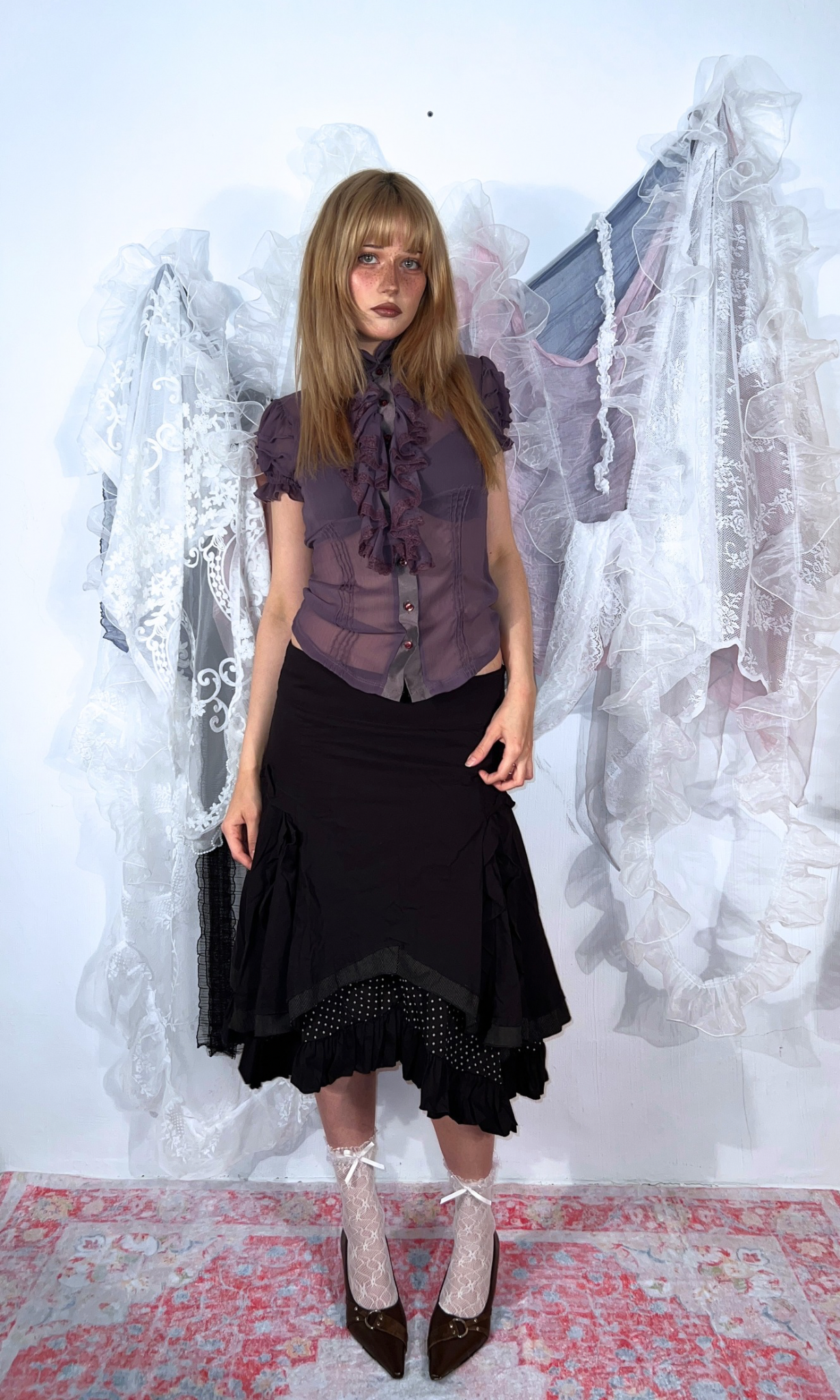 PURPLE RUFFLED BLOUSE