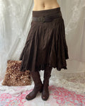 Brown midi skirt with ruffles