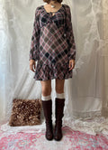 Gothic fairy mini dress with ruffles and long sleeves
