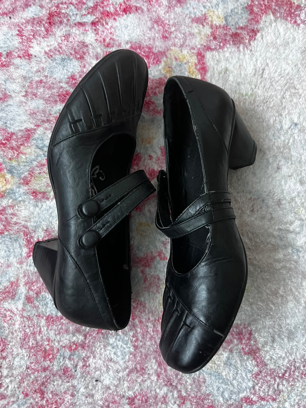 Black Mary Jane shoes with button detail