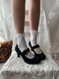 Black mary jane strap heels