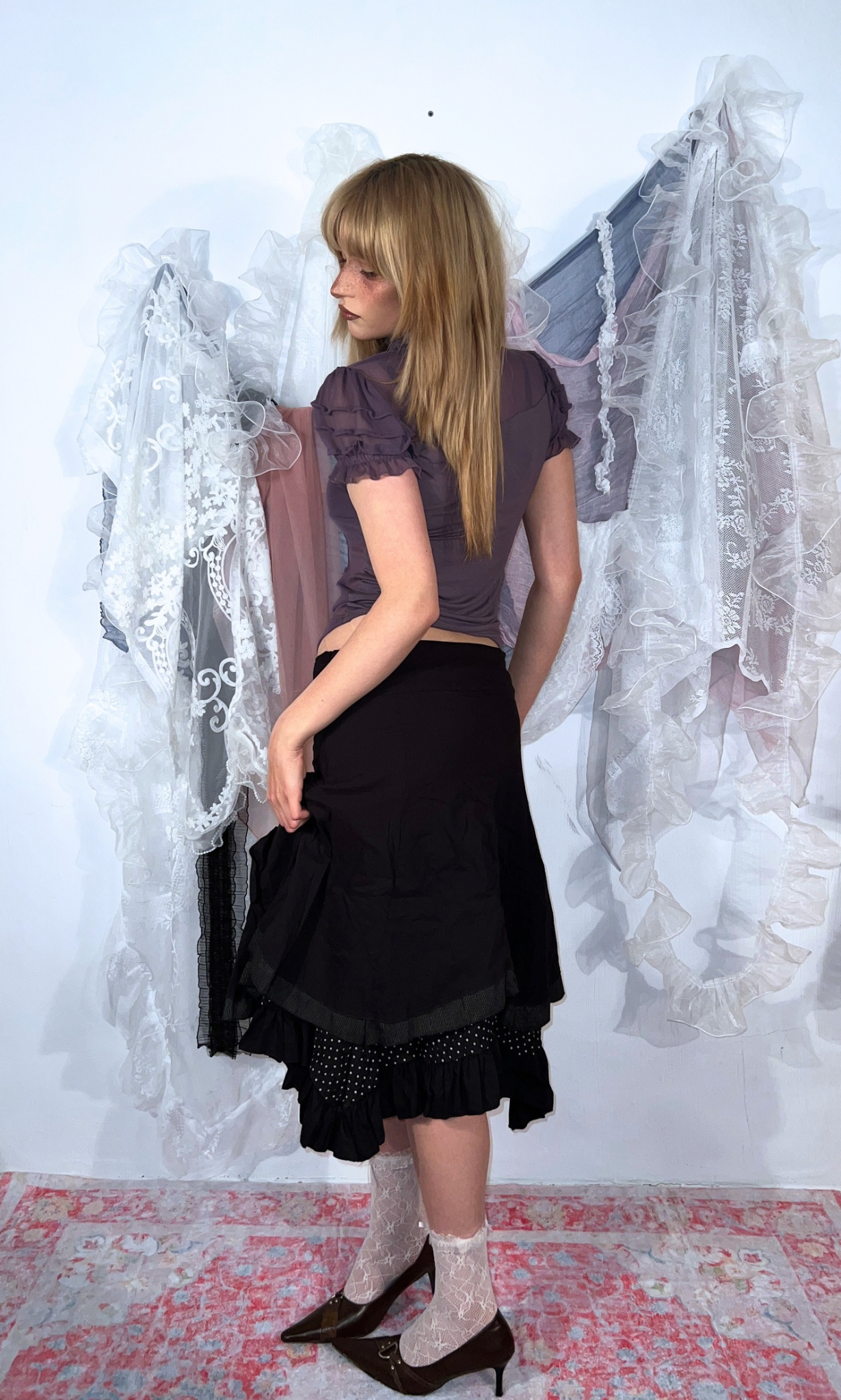 PURPLE RUFFLED BLOUSE