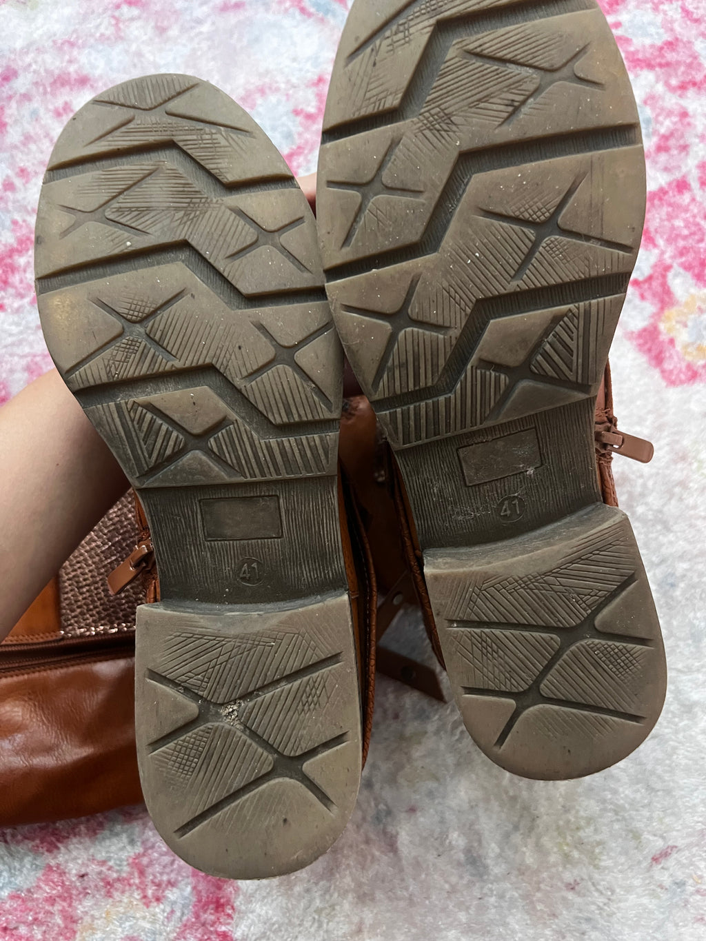 Brown boots with snake skin pattern