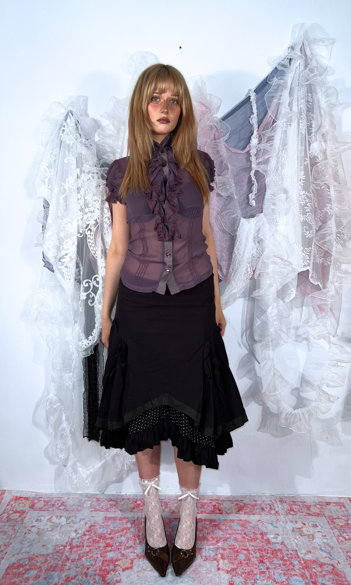 PURPLE RUFFLED BLOUSE