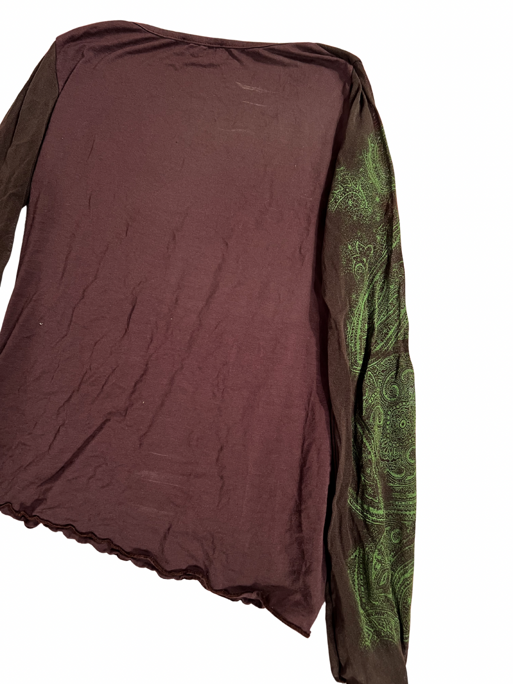 BROWN LONG-SLEEVE MESH TOP