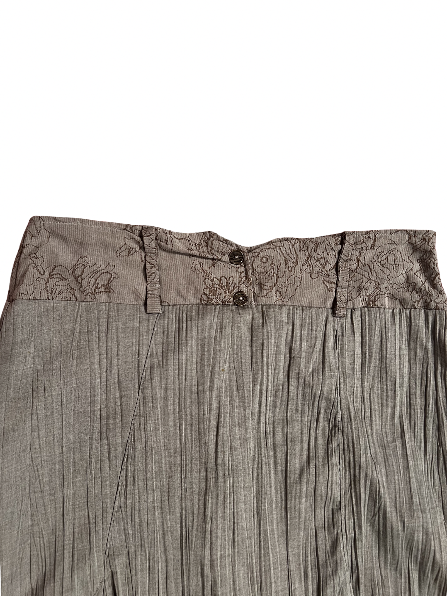 TAUPE LAYERED RUFFLE MIDI SKIRT
