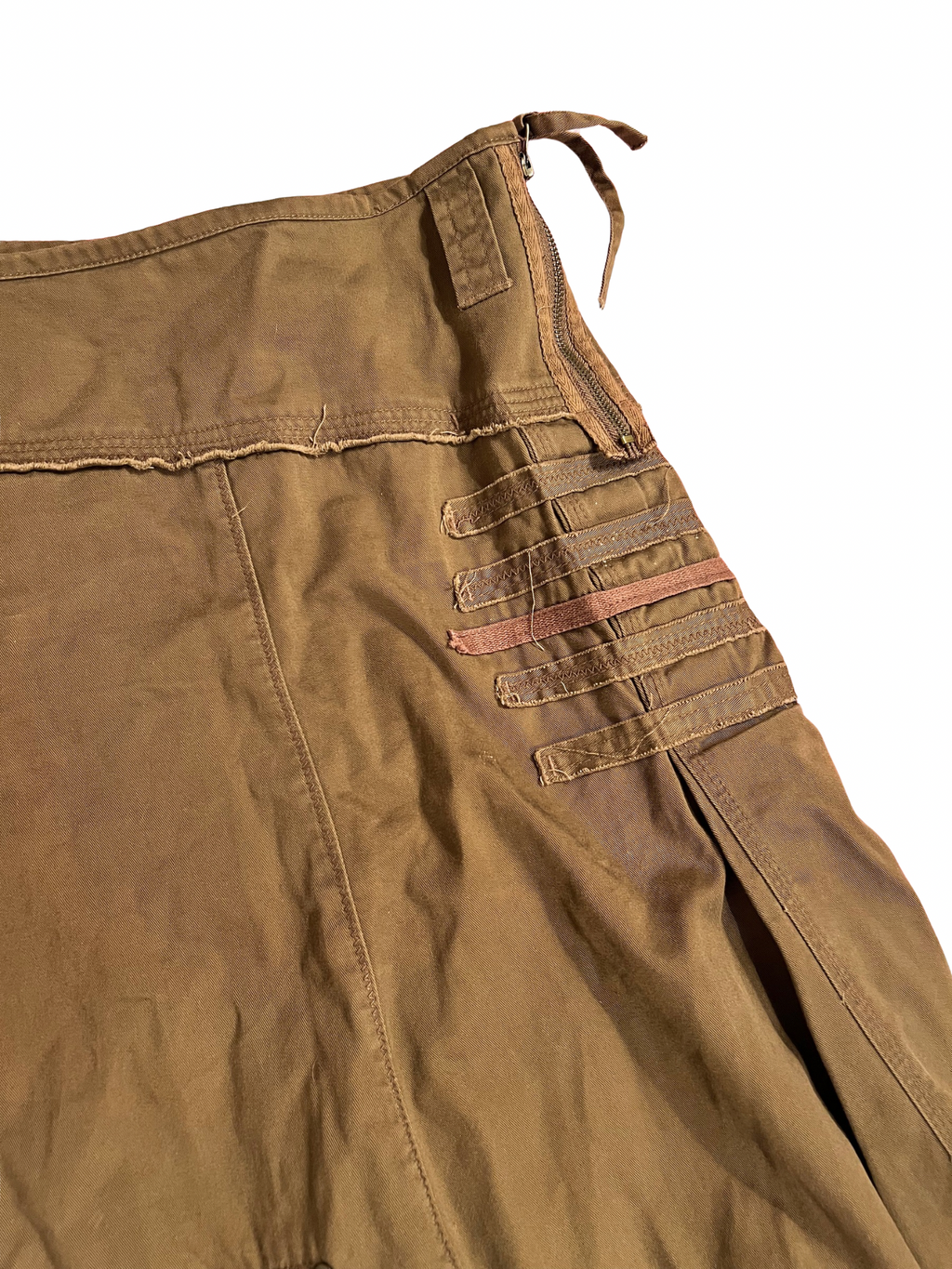 BROWN ASYMMETRICAL CARGO MIDI SKIRT