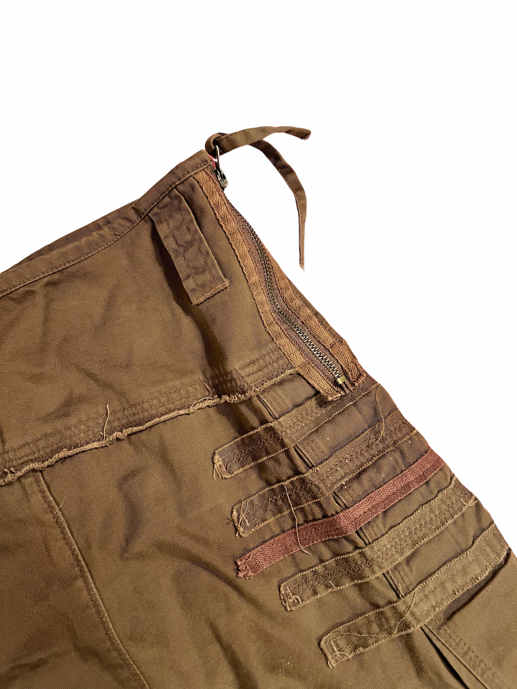 BROWN ASYMMETRICAL CARGO MIDI SKIRT