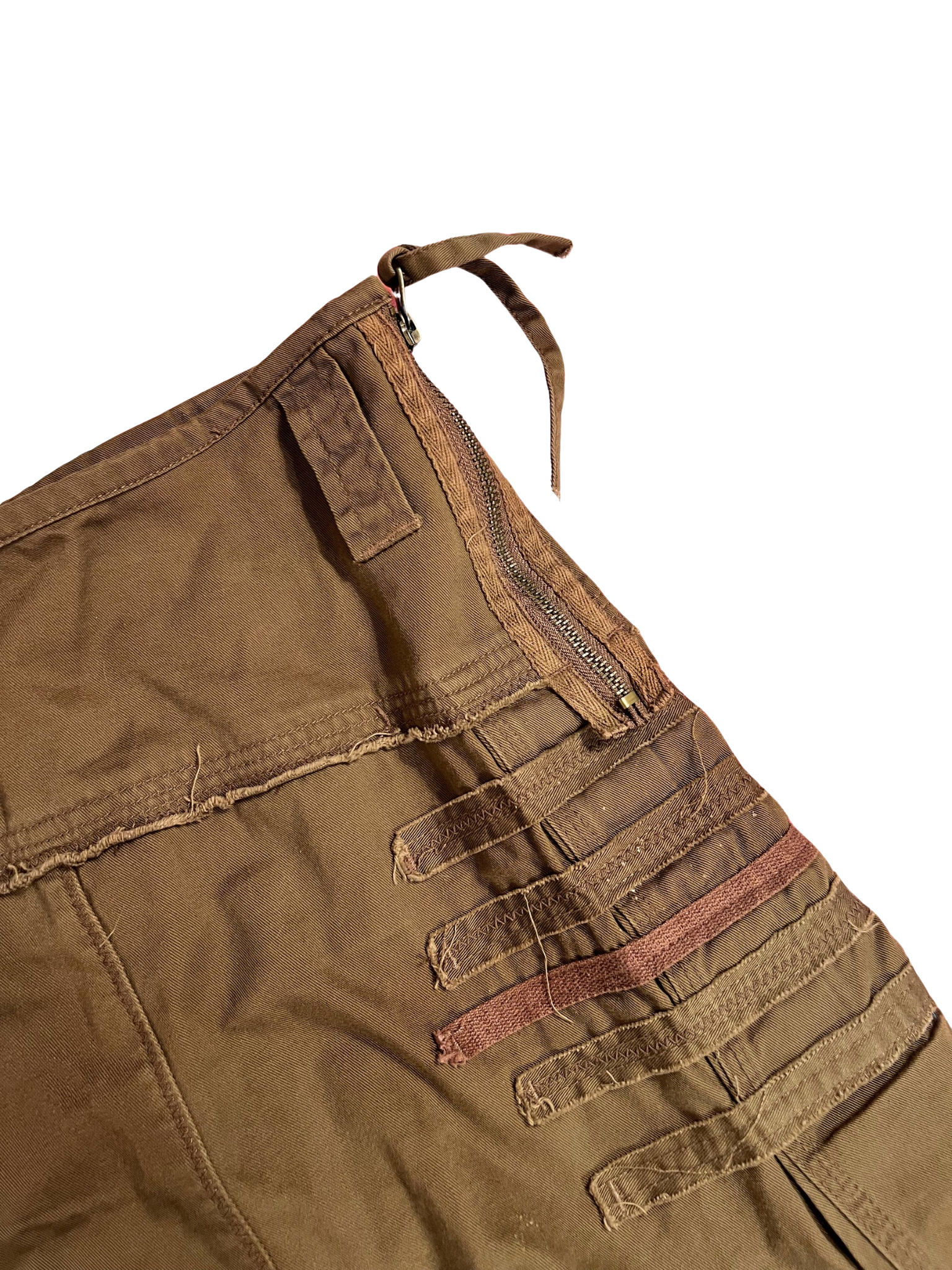 BROWN ASYMMETRICAL CARGO MIDI SKIRT