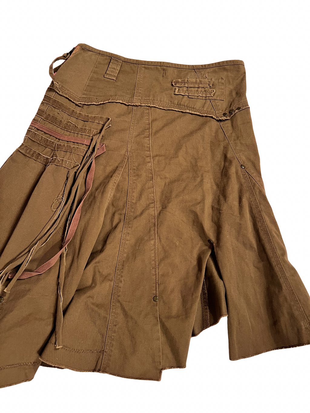 BROWN ASYMMETRICAL CARGO MIDI SKIRT