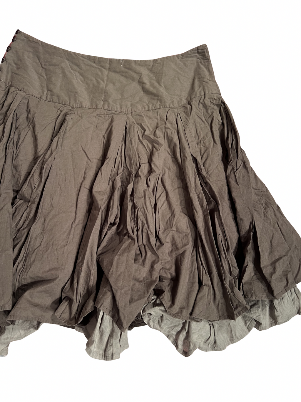 BROWN LAYERED PLEATED MIDI SKIRT