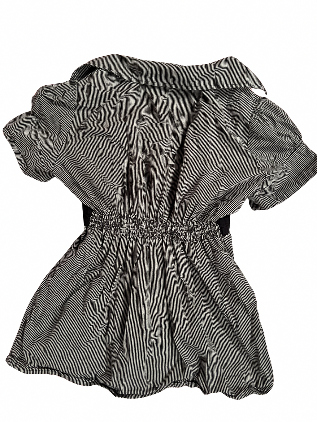 BLACK-AND-WHITE PINSTRIPE BELTED SHIRT