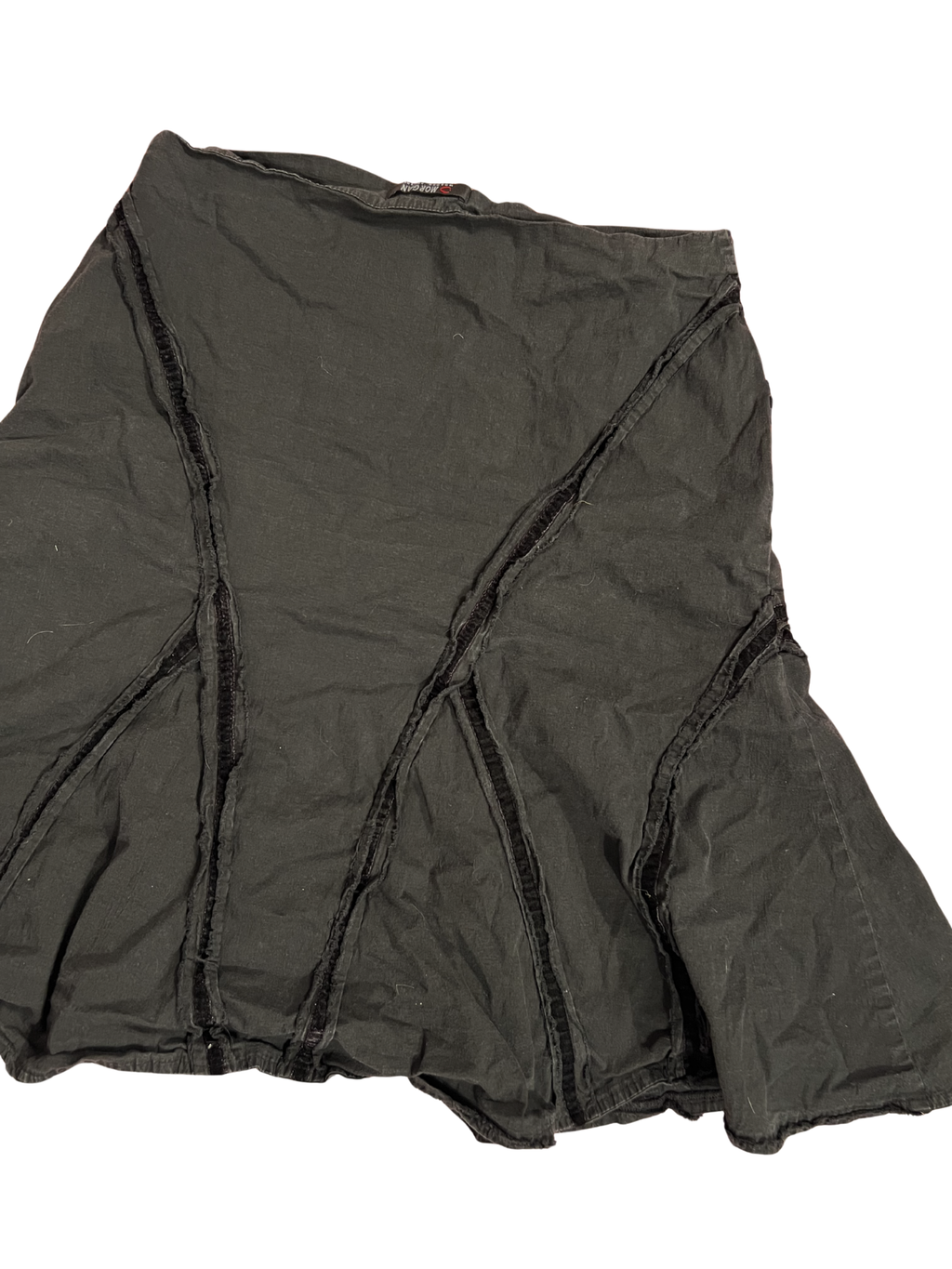 BLACK PANELLED FLARED SKIRT