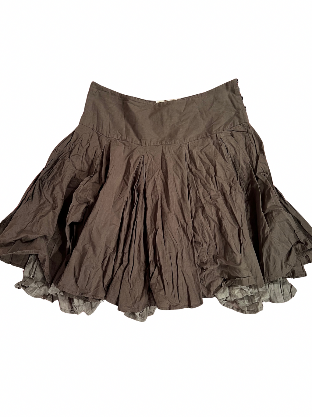 BROWN LAYERED PLEATED MIDI SKIRT