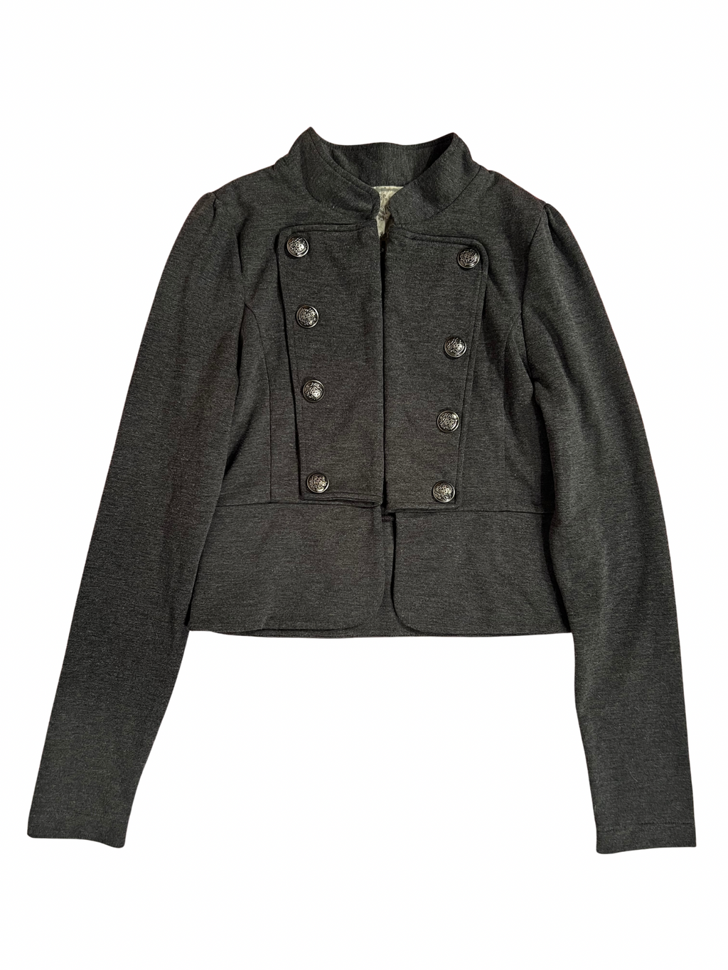 CHARCOAL CROPPED MILITARY-STYLE JACKET