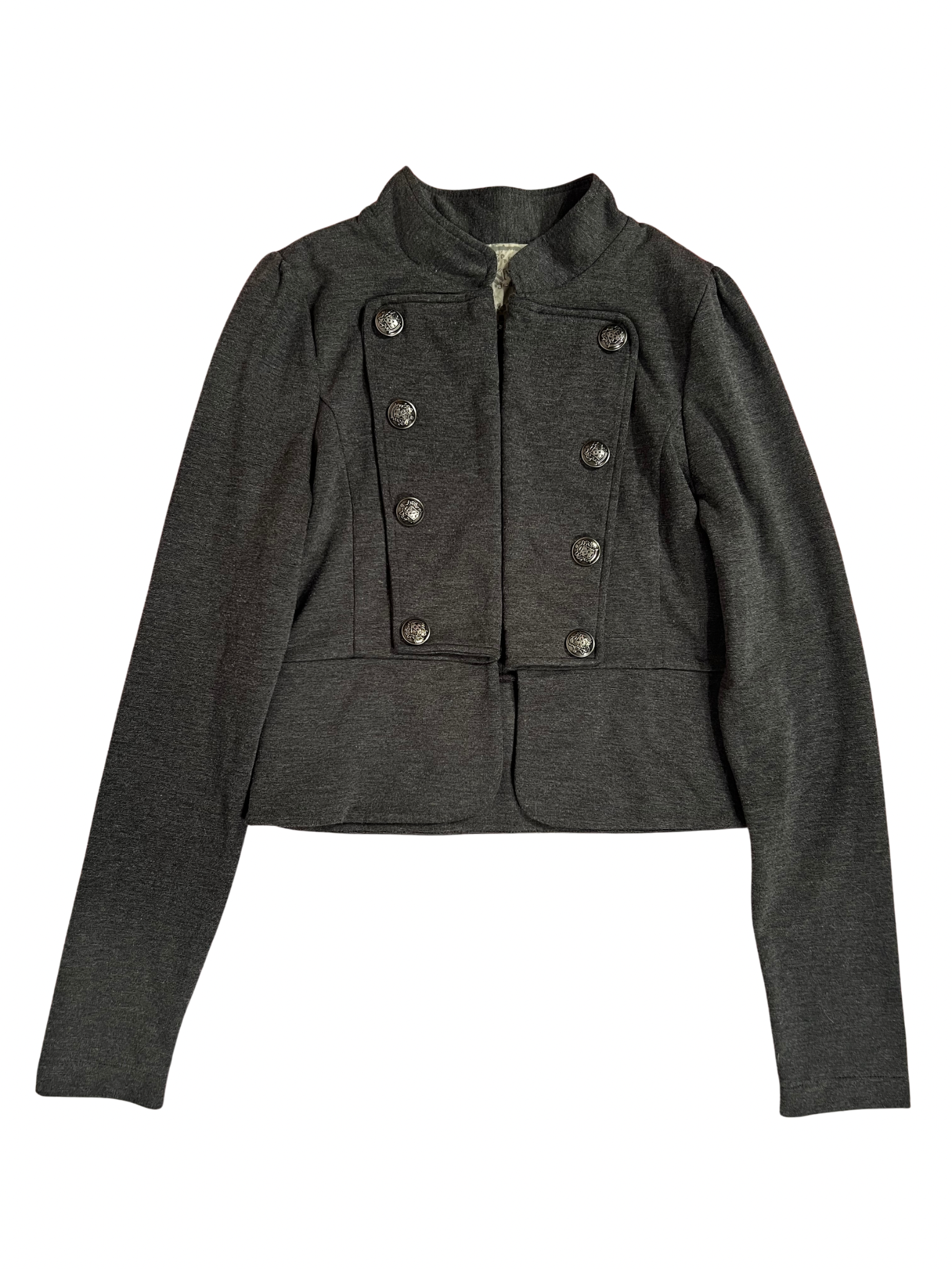 CHARCOAL CROPPED MILITARY-STYLE JACKET