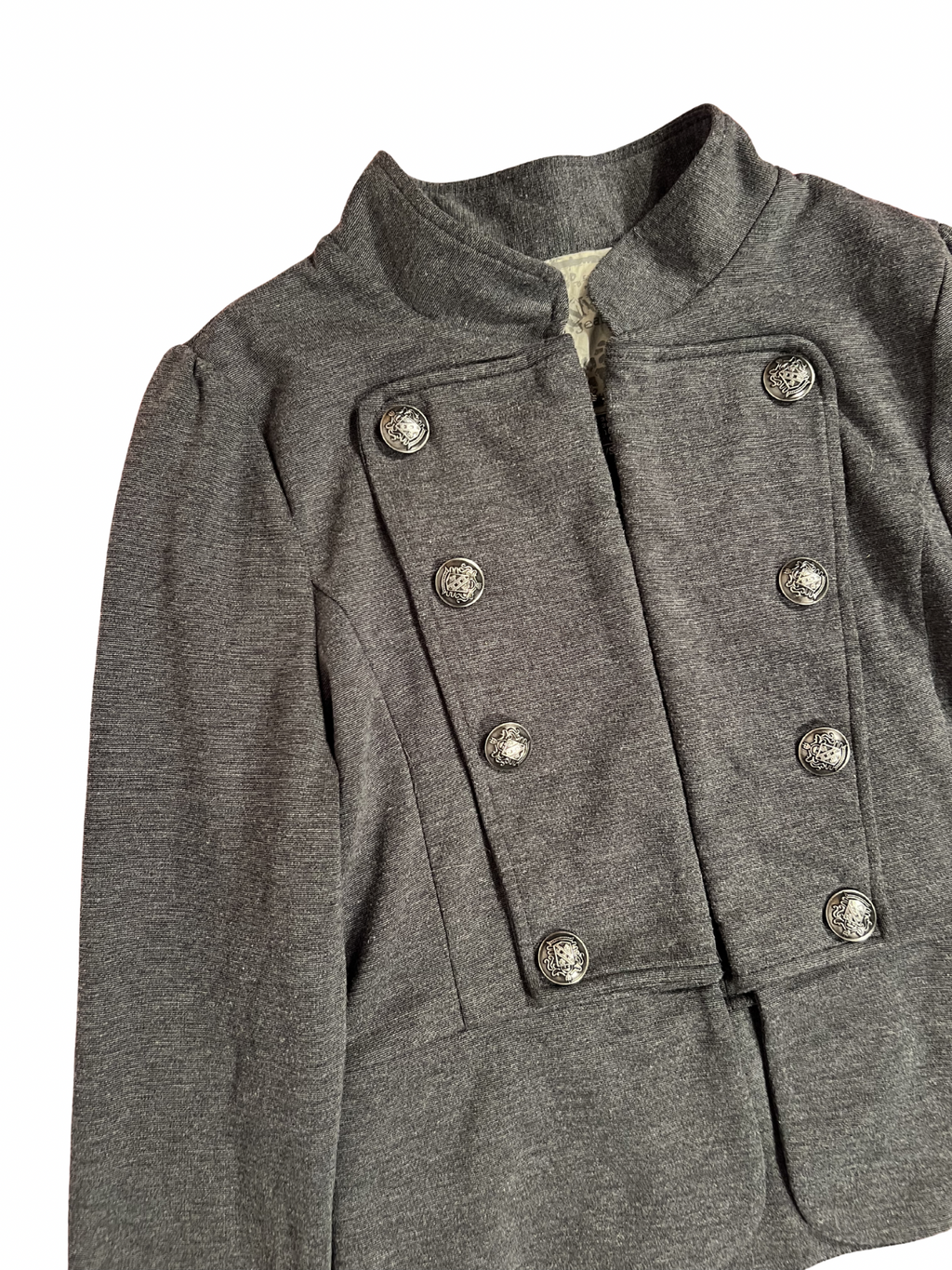 CHARCOAL CROPPED MILITARY-STYLE JACKET