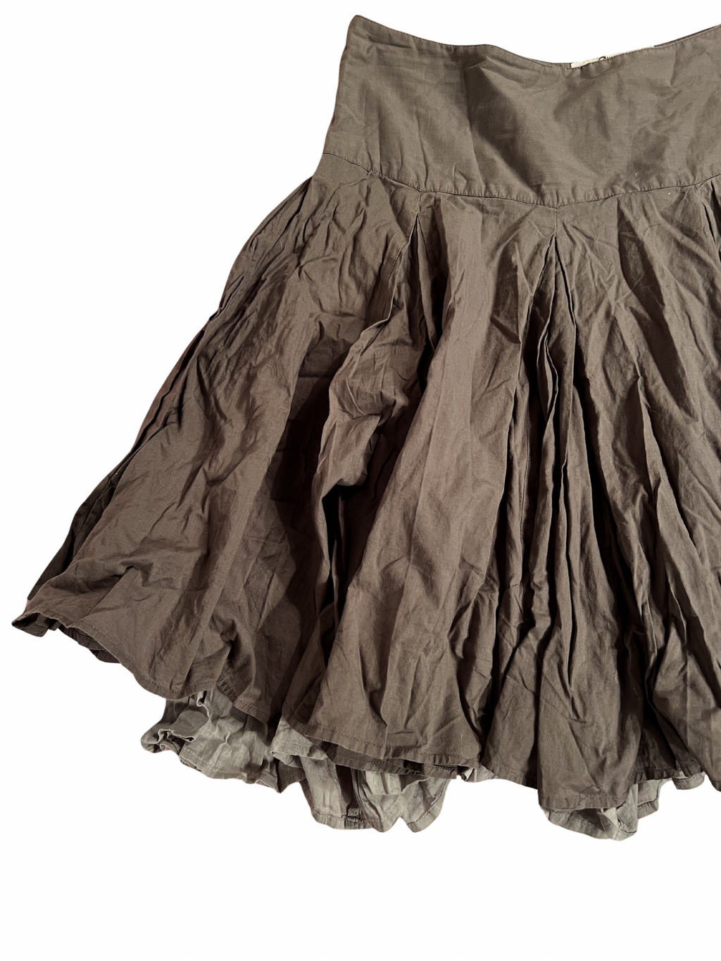 BROWN LAYERED PLEATED MIDI SKIRT