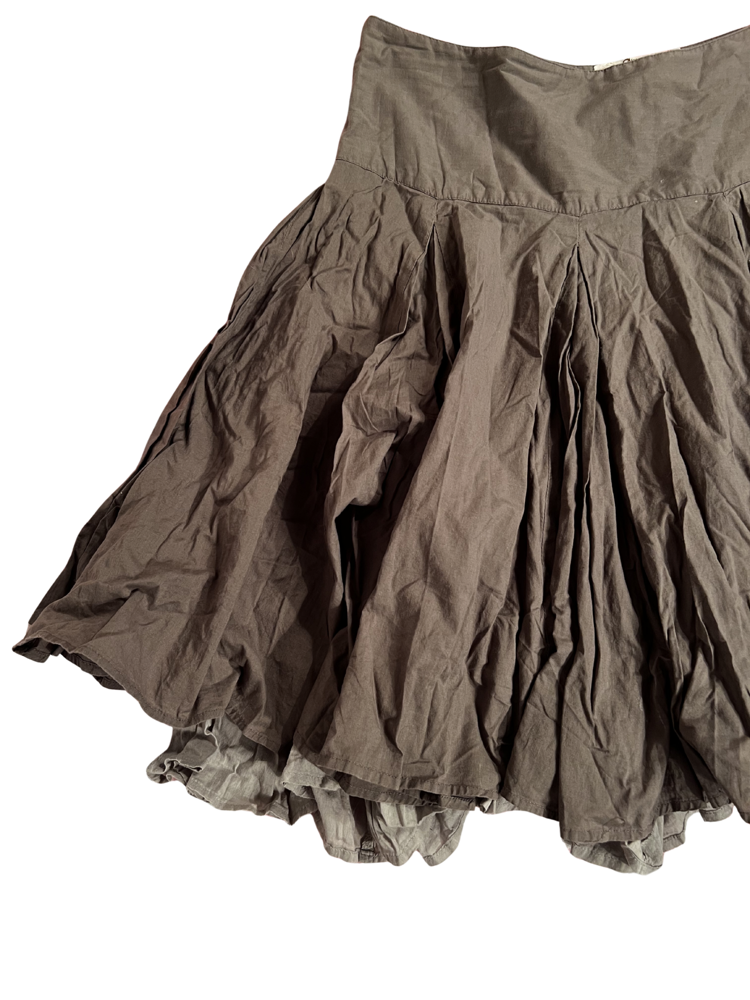 BROWN LAYERED PLEATED MIDI SKIRT