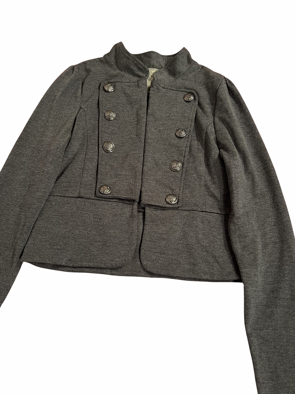 CHARCOAL CROPPED MILITARY-STYLE JACKET