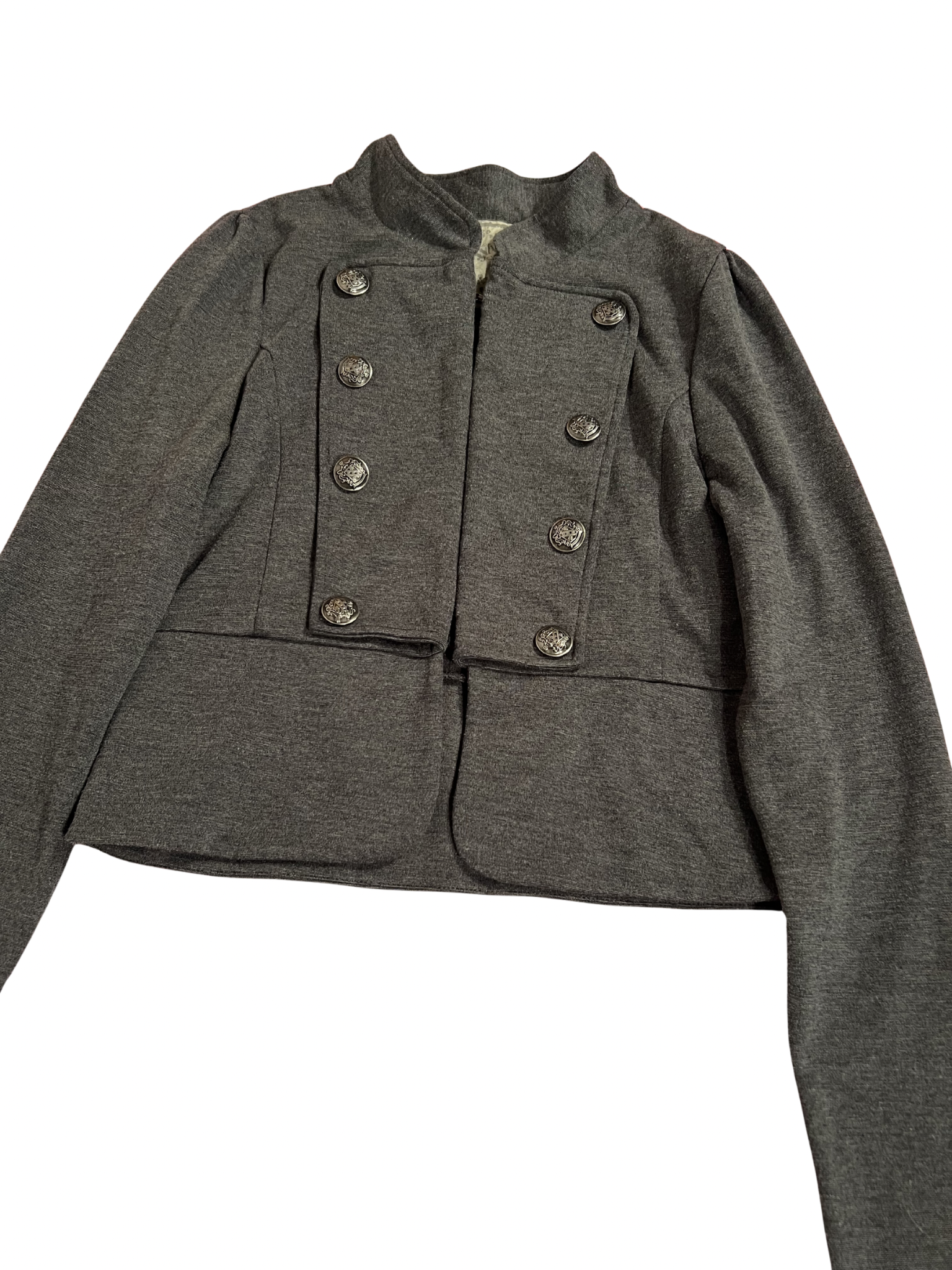 CHARCOAL CROPPED MILITARY-STYLE JACKET