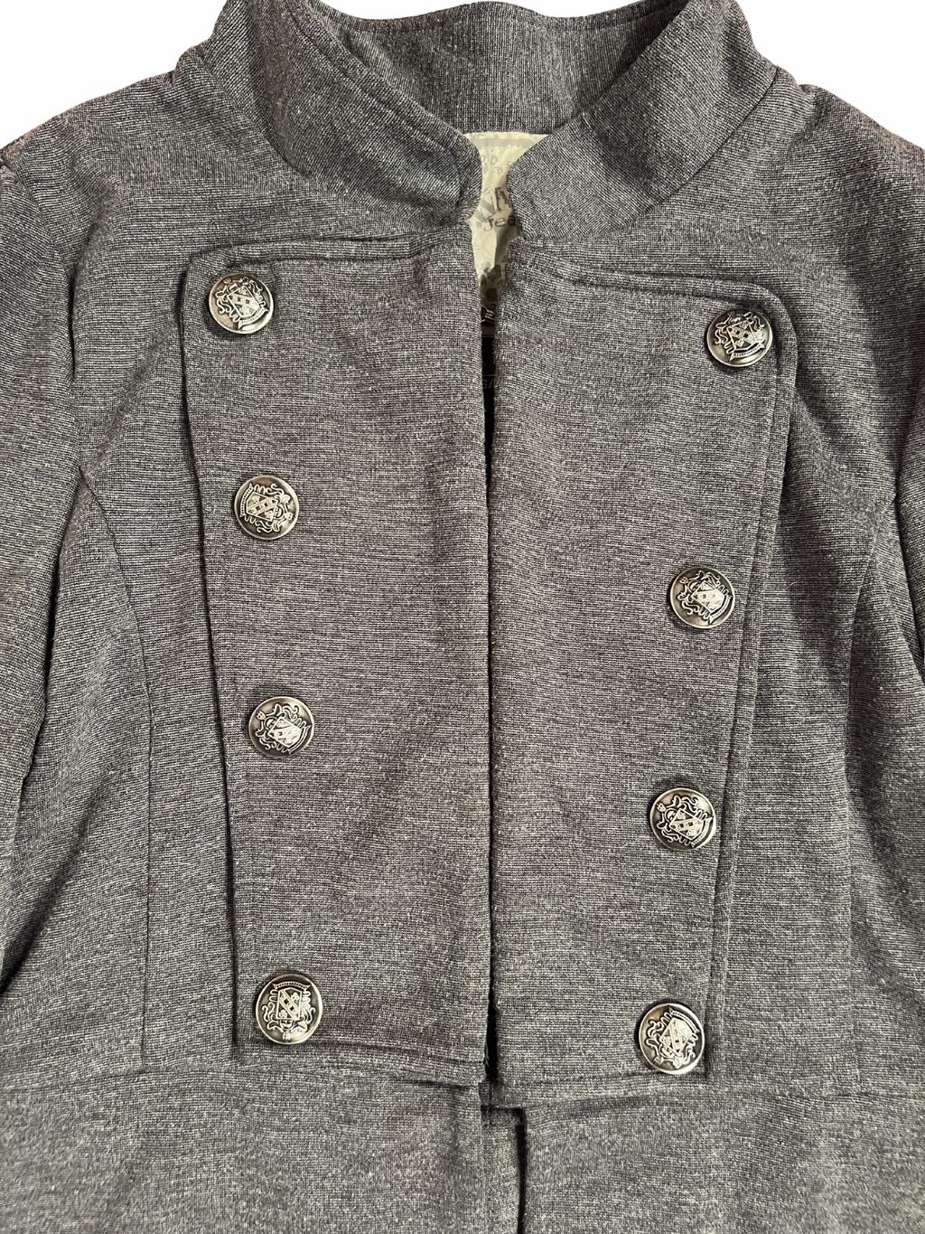 CHARCOAL CROPPED MILITARY-STYLE JACKET