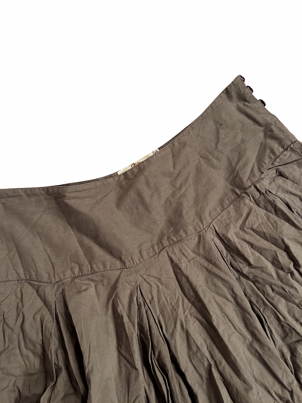 BROWN LAYERED PLEATED MIDI SKIRT