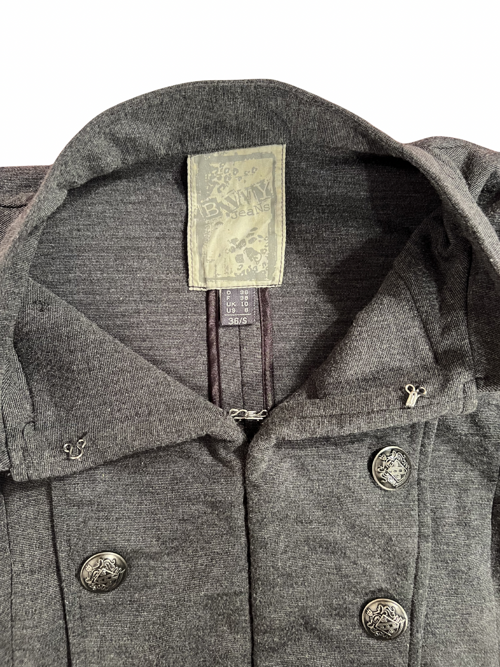 CHARCOAL CROPPED MILITARY-STYLE JACKET