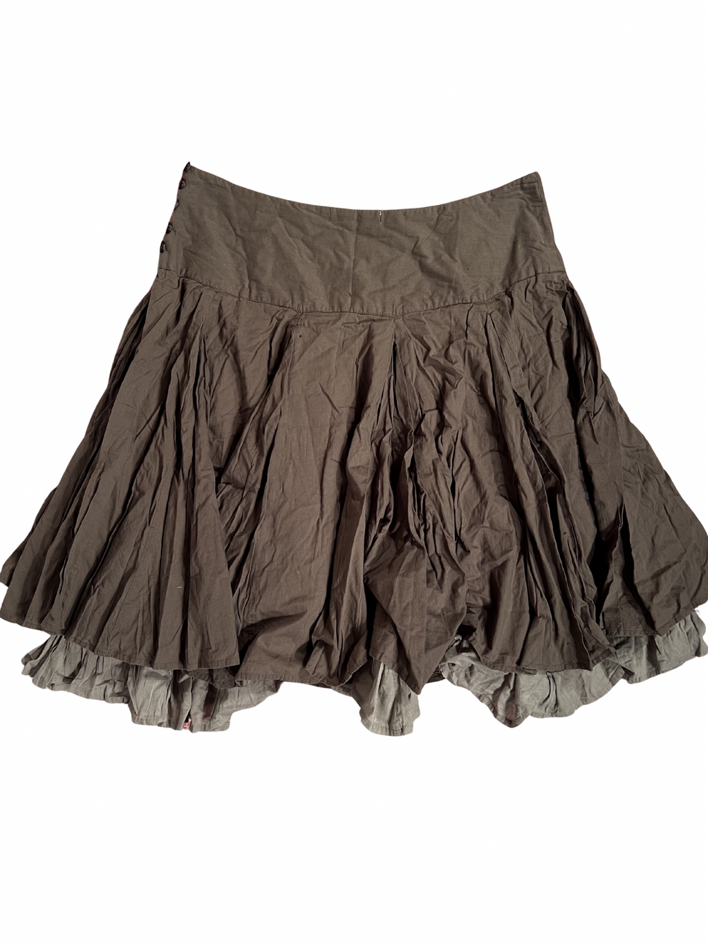 BROWN LAYERED PLEATED MIDI SKIRT