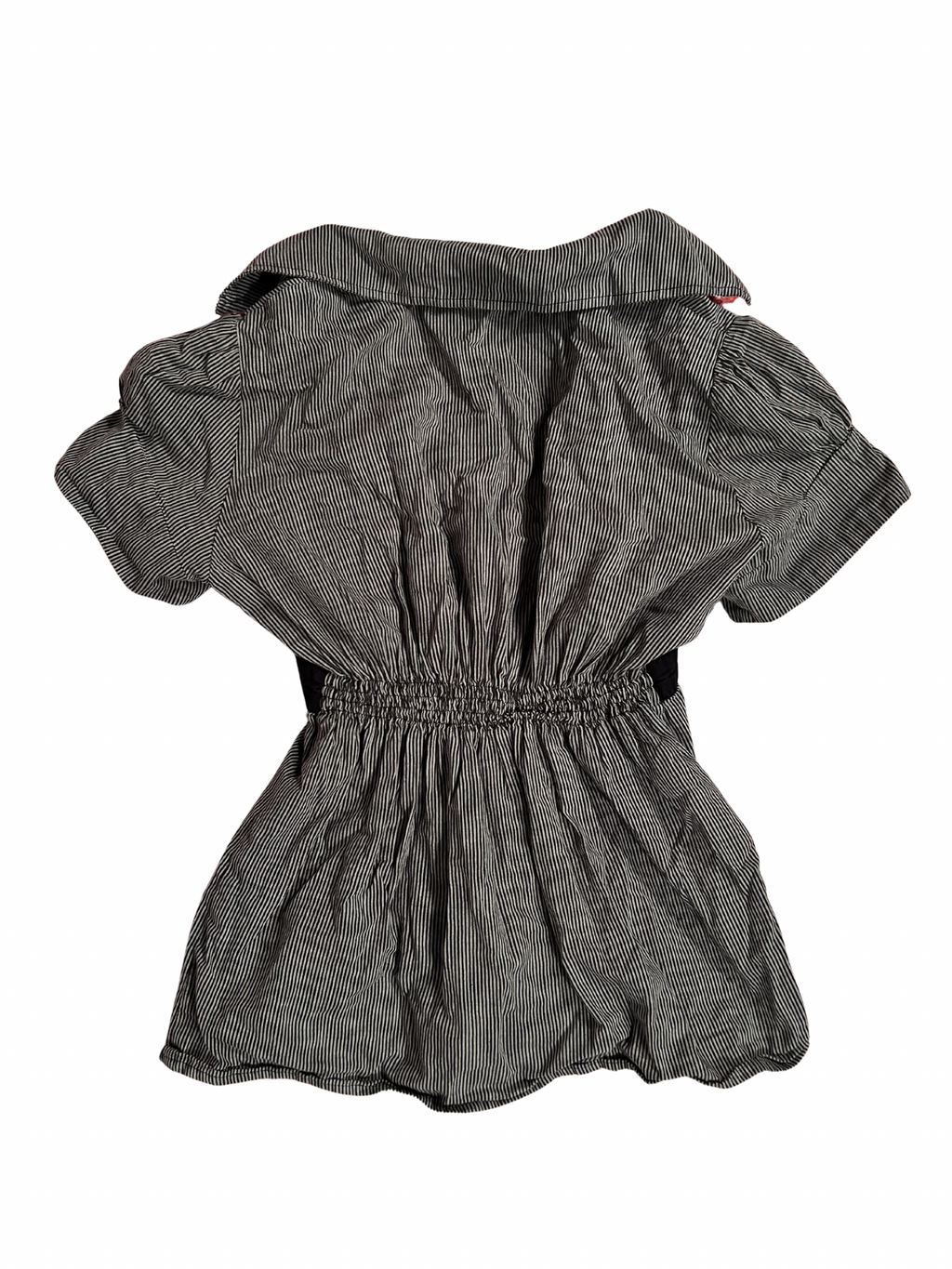 BLACK-AND-WHITE PINSTRIPE BELTED SHIRT