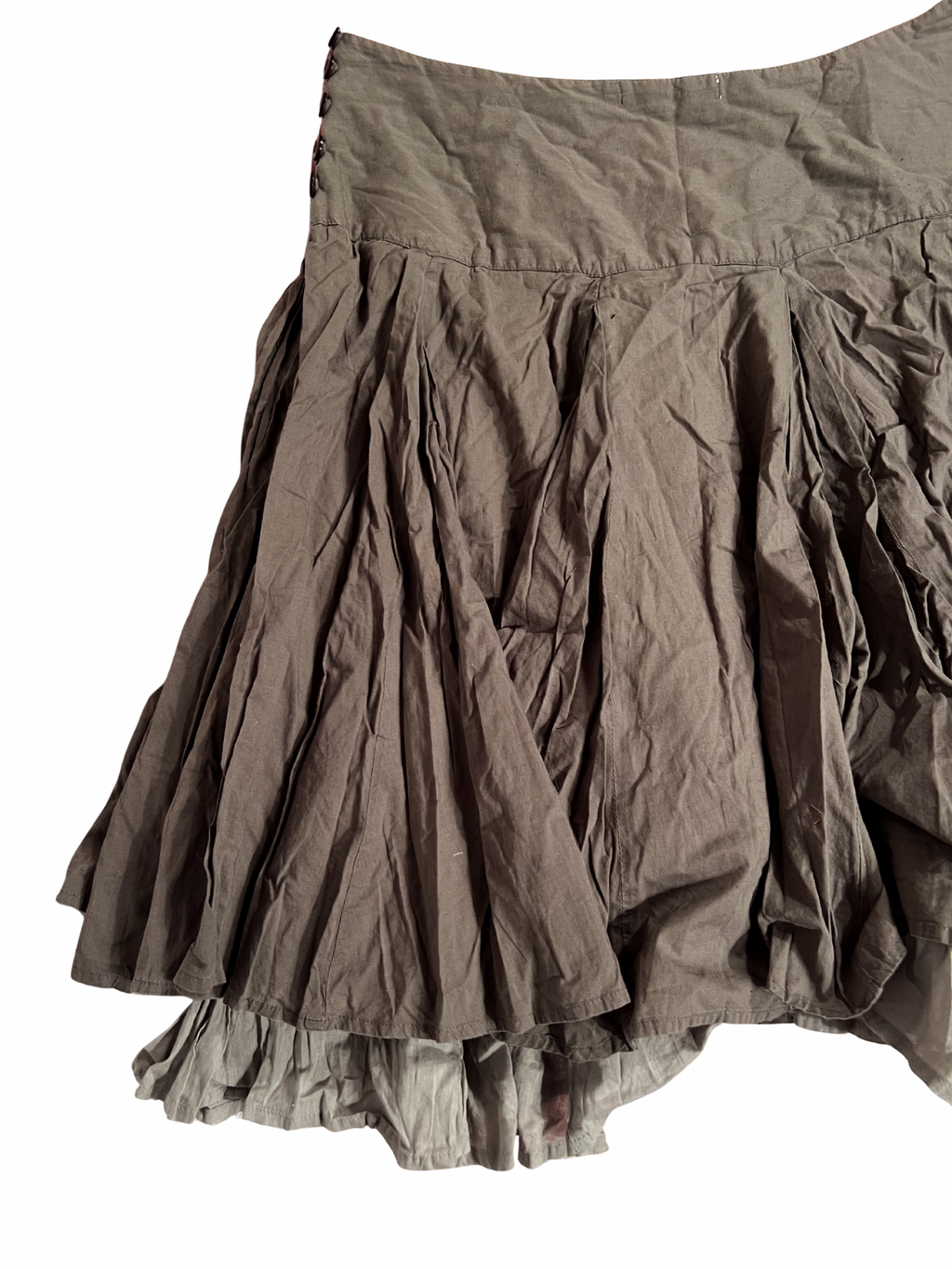 BROWN LAYERED PLEATED MIDI SKIRT