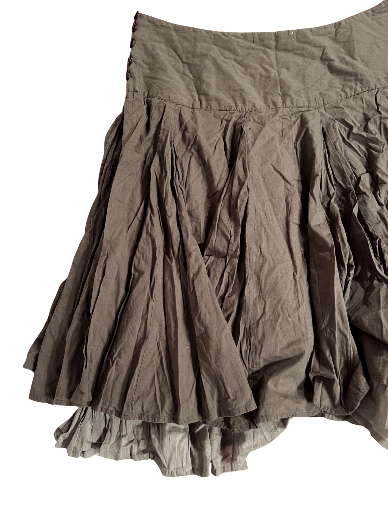 BROWN LAYERED PLEATED MIDI SKIRT